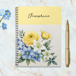 Hübsche botanische Aquarell-Blumen-Personalisierun Notizblock