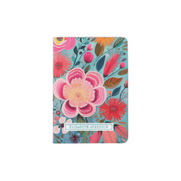 Hübsche botanische Blumen Damen-Accessoire Passhülle