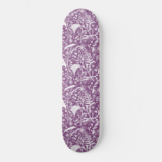 Hübsche botanische Lila Foliage Skateboard (Vorderseite)