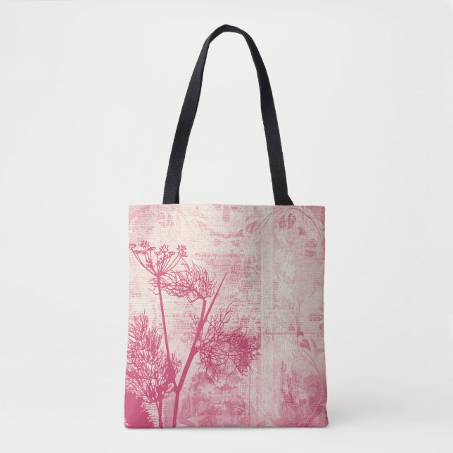 Hübsche botanische rosa Löwenzahn-Samen-Silhouette (Vorderseite)