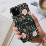 Hübsche botanische Rose der Weibchen Case-Mate iPhone 14 Hülle<br><div class="desc">Ein hübscher schwarzer Frauenkoffer mit botanischem Blumenmuster</div>