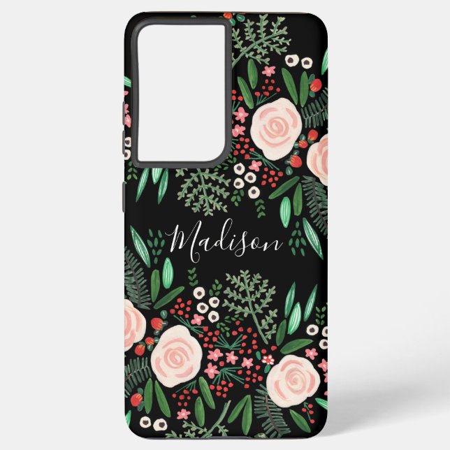 Hübsche botanische Rose der Weibchen Samsung Galaxy Hülle (Rückseite)