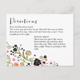 Hübsche Bouquet Floral Directions Info Card Einlad Begleitkarte