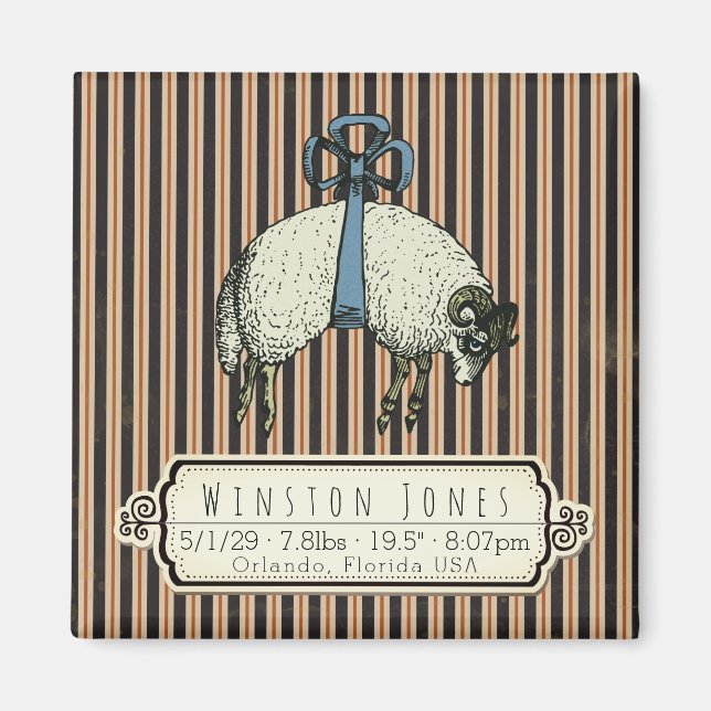 Hübsche Bow Sheep™ Collection - Birth Info / Magnet (Vorne)