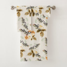 Hübsche braune Blumen Herbst-Winter-Passende Badhandtuch Set