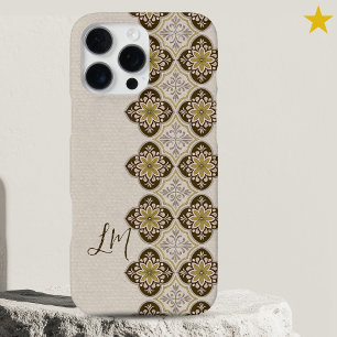 Hübsche braune gelbe portugiesische Fliesen Monogr iPhone 16 Pro Max Hülle