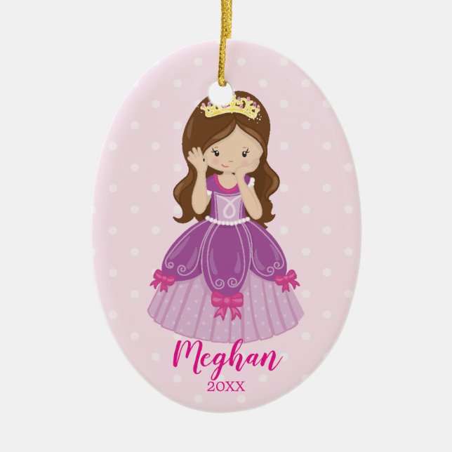 Hübsche brünette Prinzessin Christmas Ornament (Vorne)