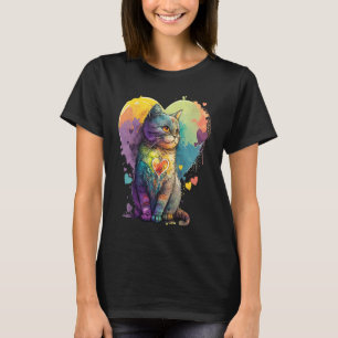 Hübsche Bunte Katze für Frauen Mädchen Männer Jung T-Shirt
