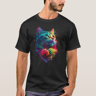 Hübsche Bunte Katze für Frauen Mädchen Männer Jung T-Shirt