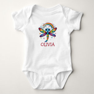 Hübsche bunte Libelle mit Regenbogen Baby Strampler