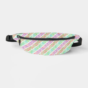 Hübsche bunte Pastell-Blumen Streifen Bauchtasche