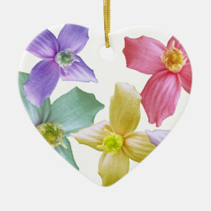 Hübsche bunte rosa, blaue, violette, gelbe Blumen Keramik Ornament
