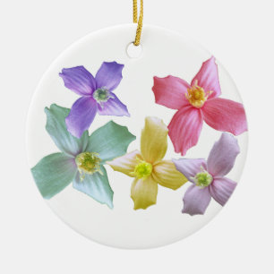 Hübsche bunte rosa, blaue, violette, gelbe Blumen Keramikornament