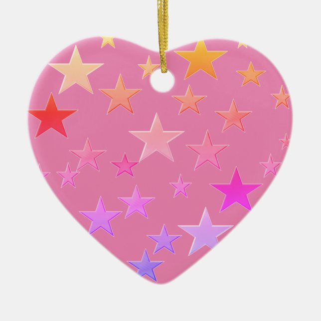 Hübsche, bunte Sterne Keramik Ornament (Vorne)