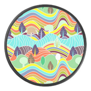 Hübsche bunte Waldmuster-Automagnete Eishockey Puck