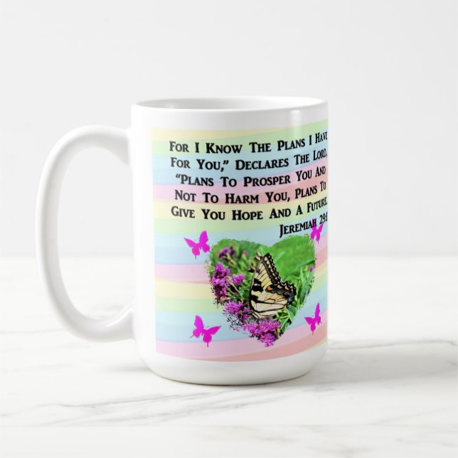 HÜBSCHE BUTTERFLY JEREMIAH 29:11 KAFFEETASSE (Links)
