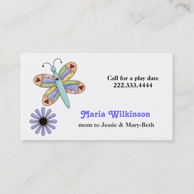 Hübsche Butterfly-Mommy-Karte Telefonnummerkarte (Vorderseite)