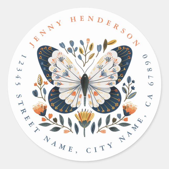 Hübsche Butterfly Round Stickers (Vorderseite)