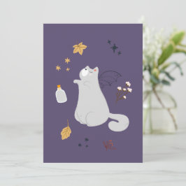 Hübsche Cartoon Katzen mit Besen, Kürbissen und Ge