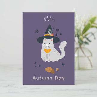 Hübsche Cartoon Katzen mit Besen, Kürbissen und Ge