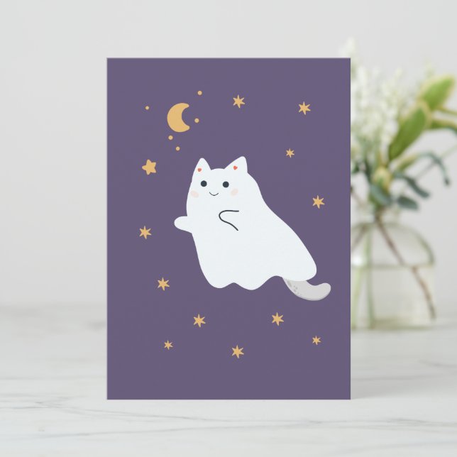 Hübsche Cartoon Katzen mit Besen, Kürbissen und Ge (Stehend Vorderseite)