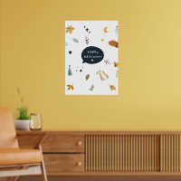 Hübsche Cartoon Katzen mit Besen, Kürbissen und Ge