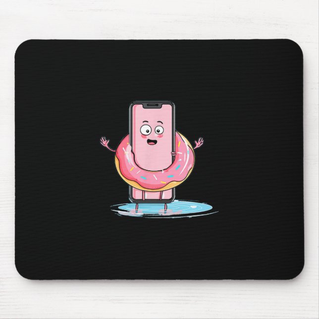 Hübsche Cartoon-Zelle mit Poolring für den Urlaub  Mousepad (Vorne)