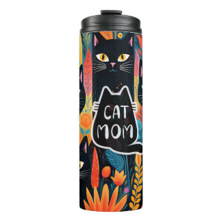 Hübsche Chat-Mama mit Blume Thermosbecher