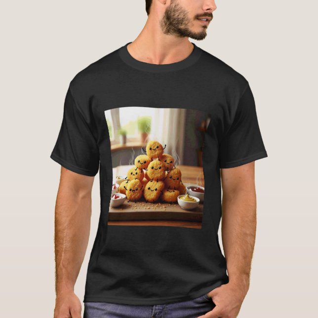 Hübsche Chicken Nuggets mit witzigen Gesichtern T-Shirt (Vorderseite)