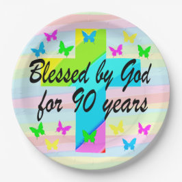 HÜBSCHE CHRISTLICHE 90. GEBURTSTAGSPAPIER-TELLER PAPPTELLER