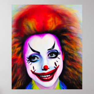 Hübsche Clownfrau KI Art Poster