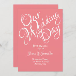 Hübsche Coral Floral Pink Hochzeit Einladung