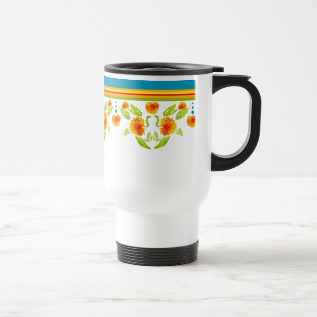 Hübsche Country Style Marigolds Grenzreise Mug Reisebecher (Rechts)