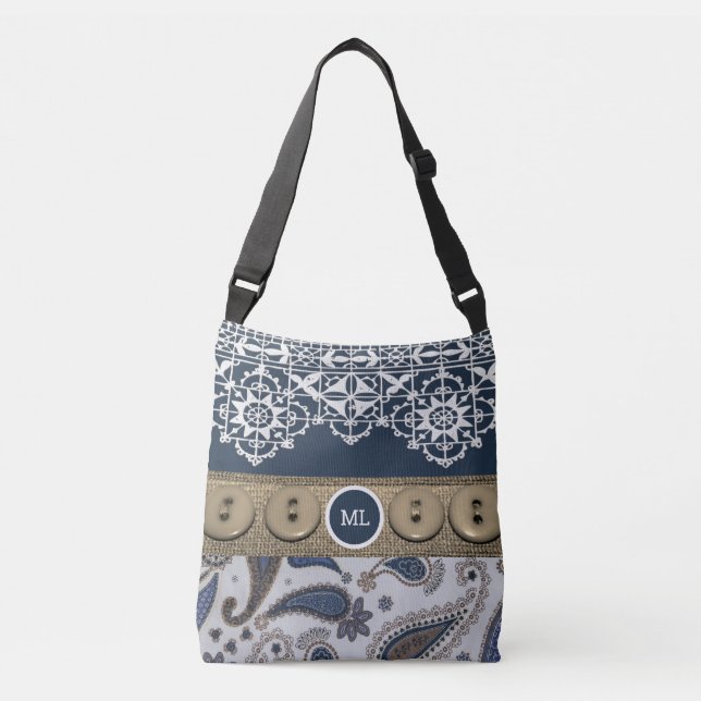 Hübsche Country Style Tote Tasche mit Spitzen & Ta (Vorderseite)