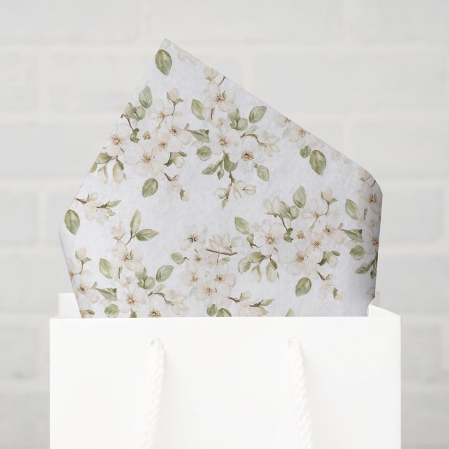 Hübsche cremefarbene blühende Baumhochzeit Seidenpapier (Geschenktüte)