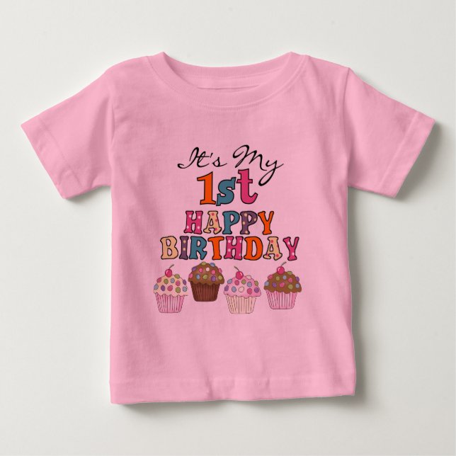 Hübsche Cupcakes 1. Geburtstag Shirts und Geschenk (Vorderseite)