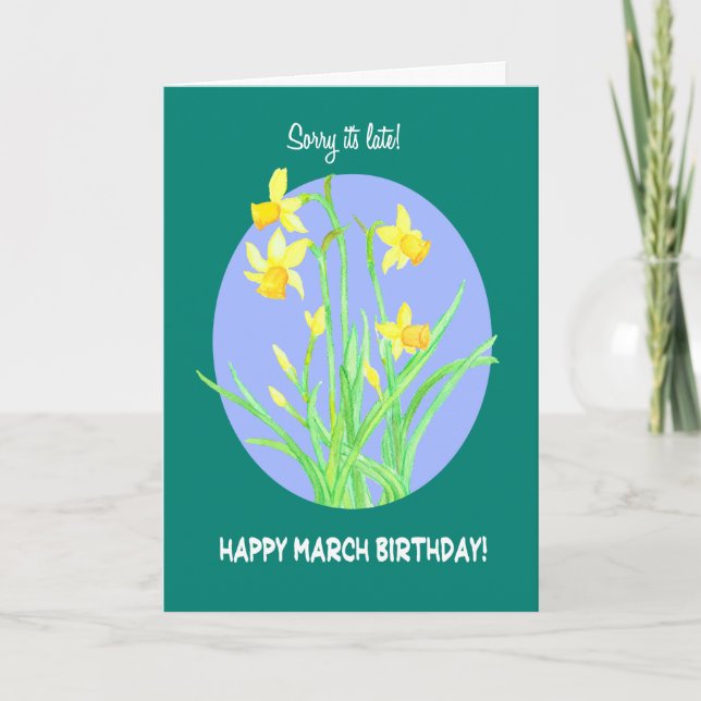 Hübsche Daffodien Belated März Geburtstag Karte (Vorderseite)