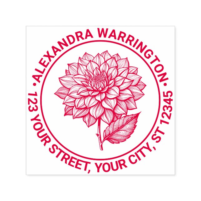 Hübsche Dahlia Bloom Blossom Name Rücksendeadresse Permastempel (Design)