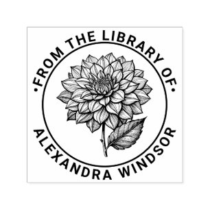 Hübsche Dahlia-Blüten-Bibliotheks-Buchname Permastempel