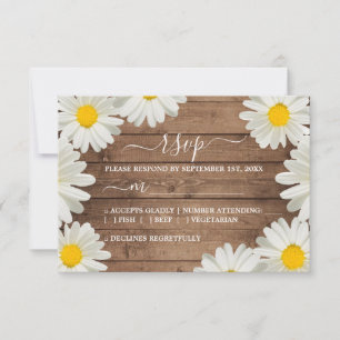Hübsche Daisies Weiße Blumenzwiebelblume Rustikale RSVP Karte