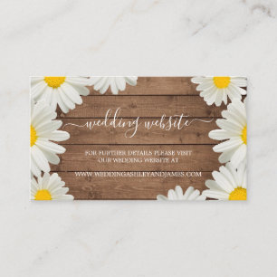 Hübsche Daisies White Floral Rustic Wedding Websit Begleitkarte