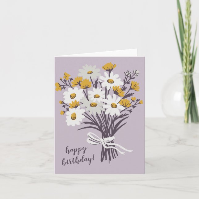 Hübsche Daisy Bouquet CUSTOM Zeichne glücklich Geb Karte (Vorderseite)