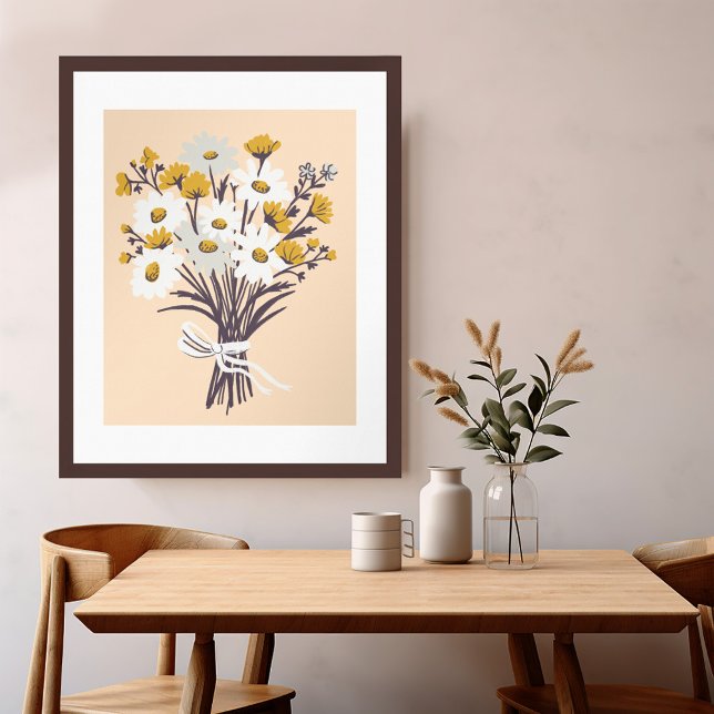 Hübsche Daisy Bouquet Retro Moderne Kunst Poster (Pretty Daisy Bouquet Retro Modern Colorful Art Poster
)