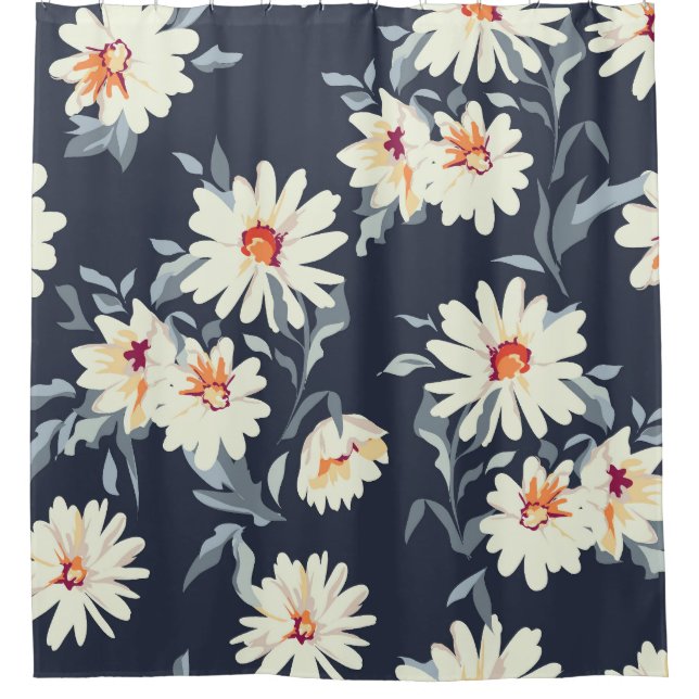 Hübsche Daisy Floral: Nahtlose Printwerbung Duschvorhang (Vorderseite)