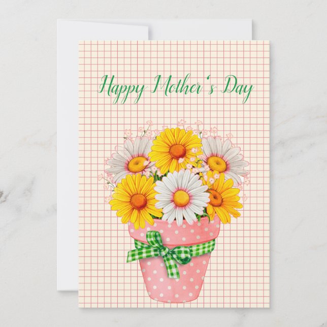Hübsche Daisy Pot Florals Muttertagskarte Feiertagskarte (Vorderseite)