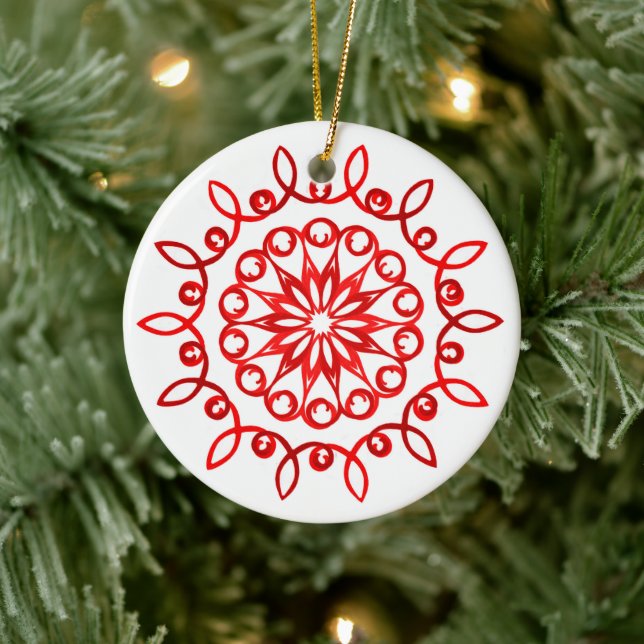 Hübsche Dekorative Weißrot Weihnachten Keramik Ornament (Baum)