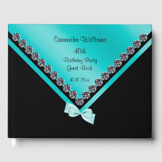 Hübsche Diamanten & Aquamarine Bow 40. Geburtstag Gästebuch