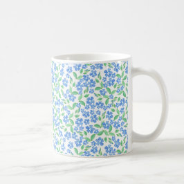 Hübsche Ditsy blaues Grün-weiße Singrün-Blumen Kaffeetasse