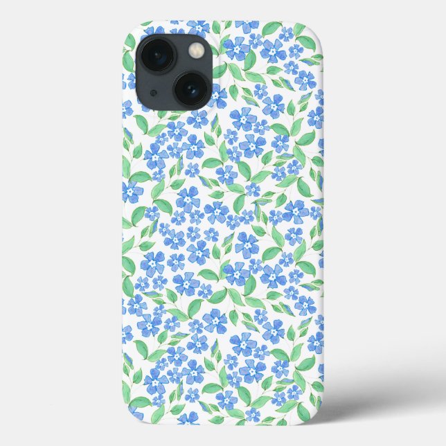 Hübsche Ditsy Blue Green Periwinkle Blume Case-Mate iPhone Hülle (Rückseite)
