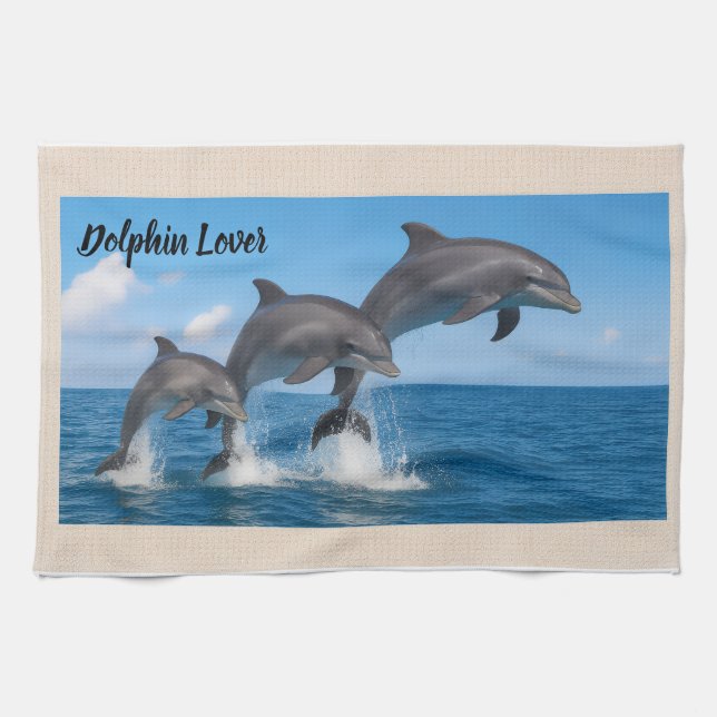 Hübsche Dolphin Lover Personalisiert Küchentuch (Horizontal)